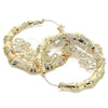Oro Laminado Extra Large Hoop, Gold Filled Style Nameplate and Bamboo Design, Polished, Golden Finish, 02.60.0152.85