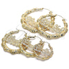Oro Laminado Extra Large Hoop, Gold Filled Style Nameplate and Bamboo Design, Polished, Golden Finish, 02.60.0152.85