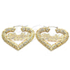 Oro Laminado Extra Large Hoop, Gold Filled Style Nameplate and Bamboo Design, Polished, Golden Finish, 02.60.0153.65