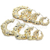 Oro Laminado Medium Hoop, Gold Filled Style Hugs and Kisses and Bamboo Design, Polished, Golden Finish, 02.60.0154.45