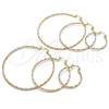 Oro Laminado Extra Large Hoop, Gold Filled Style Diamond Cutting Finish, Tricolor, 02.170.0297.70