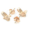 Sterling Silver Stud Earring, Butterfly Design, with White Micro Pave, Polished, Rose Gold Finish, 02.336.0160.1