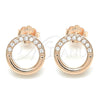 Sterling Silver Stud Earring, with White Micro Pave, Polished, Rose Gold Finish, 02.336.0165.1