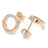 Sterling Silver Stud Earring, with White Micro Pave, Polished, Rose Gold Finish, 02.336.0165.1