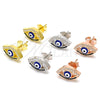 Sterling Silver Stud Earring, Evil Eye Design, Blue Enamel Finish, Rhodium Finish, 02.336.0166
