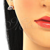 Sterling Silver Stud Earring, Evil Eye Design, with White Micro Pave, Blue Enamel Finish, Rose Gold Finish, 02.336.0166.1