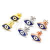 Sterling Silver Stud Earring, Evil Eye Design, Blue Enamel Finish, Golden Finish, 02.336.0055.2