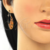 Oro Laminado Medium Hoop, Gold Filled Style Guadalupe and Flower Design, Polished, Tricolor, 02.351.0043.30