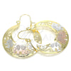Oro Laminado Medium Hoop, Gold Filled Style Elephant Design, Polished, Tricolor, 02.351.0044.30