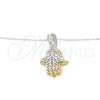 Sterling Silver Pendant Necklace, Hand of God Design, Polished, Tricolor, 04.336.0149.18 (01 MM Thickness, 18 Inches Length)