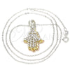 Sterling Silver Pendant Necklace, Hand of God Design, Polished, Tricolor, 04.336.0149.18 (01 MM Thickness, 18 Inches Length)