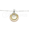 Sterling Silver Pendant Necklace, with White Cubic Zirconia, Polished, Tricolor, 04.336.0152.18 (01 MM Thickness, 18 Inches Length)