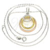 Sterling Silver Pendant Necklace, with White Cubic Zirconia, Polished, Tricolor, 04.336.0152.18 (01 MM Thickness, 18 Inches Length)