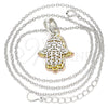 Sterling Silver Pendant Necklace, Hand of God Design, Polished, Tricolor, 04.336.0201.16 (01 MM Thickness, 16 Inches Length)