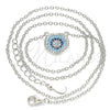 Sterling Silver Pendant Necklace, with Multicolor Micro Pave, Polished, Rhodium Finish, 04.336.0221.16 (01 MM Thickness, 16 Inches Length)
