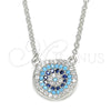 Sterling Silver Pendant Necklace, with Multicolor Micro Pave, Polished, Rhodium Finish, 04.336.0221.16 (01 MM Thickness, 16 Inches Length)