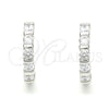 Sterling Silver Huggie Hoop, with White Cubic Zirconia, Polished, Rhodium Finish, 02.332.0068.15