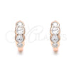 Sterling Silver Huggie Hoop, with White Cubic Zirconia, Polished, Rose Gold Finish, 02.332.0077.1.13