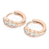 Sterling Silver Huggie Hoop, with White Cubic Zirconia, Polished, Rose Gold Finish, 02.332.0077.1.13