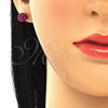 Sterling Silver Stud Earring, with Ruby Crystal, Polished, Rhodium Finish, 02.332.0042.11