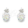 Sterling Silver Stud Earring, with Aurore Boreale Crystal, Polished, Rhodium Finish, 02.332.0042.13