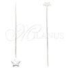 Sterling Silver Threader Earring, Star Design, Polished, Rhodium Finish, 02.332.0081