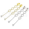 Sterling Silver Long Earring, with White Cubic Zirconia, Polished, Golden Finish, 02.186.0202.1