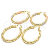 Oro Laminado Medium Hoop, Gold Filled Style Hollow Design, Polished, Tricolor, 02.170.0257.1.40