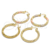 Oro Laminado Medium Hoop, Gold Filled Style Hollow Design, Diamond Cutting Finish, Tricolor, 02.170.0229.1.40