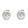 Sterling Silver Stud Earring, Tree Design, with White Cubic Zirconia, Polished, Rhodium Finish, 02.369.0034