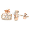 Sterling Silver Stud Earring, Infinite Design, with White Cubic Zirconia, Polished, Rose Gold Finish, 02.369.0035.1