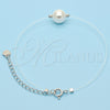 Sterling Silver Fancy Bracelet, with Ivory Pearl, Polished, Rhodium Finish, 03.369.0014.07 (01 MM Thickness, 7 Inches Length)