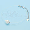 Sterling Silver Fancy Bracelet, with Ivory Pearl, Polished, Rhodium Finish, 03.369.0014.07 (01 MM Thickness, 7 Inches Length)