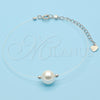 Sterling Silver Fancy Bracelet, with Ivory Pearl, Polished, Rhodium Finish, 03.369.0014.07 (01 MM Thickness, 7 Inches Length)
