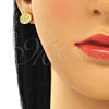 Sterling Silver Stud Earring, with White Cubic Zirconia, Polished, Golden Finish, 02.369.0018.2