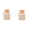 Sterling Silver Stud Earring, with White Cubic Zirconia, Polished, Rose Gold Finish, 02.369.0020.1