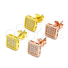 Sterling Silver Stud Earring, with White Cubic Zirconia, Polished, Rose Gold Finish, 02.369.0020.1
