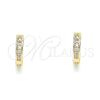 Oro Laminado Huggie Hoop, Gold Filled Style with White Micro Pave, Polished, Golden Finish, 02.195.0105.10