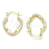 Oro Laminado Small Hoop, Gold Filled Style Diamond Cutting Finish, Tricolor, 02.170.0158.1.15