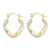 Oro Laminado Small Hoop, Gold Filled Style Diamond Cutting Finish, Tricolor, 02.170.0158.1.15