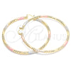 Oro Laminado Extra Large Hoop, Gold Filled Style Diamond Cutting Finish, Tricolor, 02.170.0228.2.80