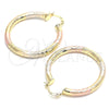 Oro Laminado Medium Hoop, Gold Filled Style Hollow Design, Polished, Tricolor, 02.170.0262.1.40