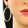 Oro Laminado Large Hoop, Gold Filled Style Hollow Design, Polished, Tricolor, 02.170.0262.1.50