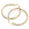 Oro Laminado Large Hoop, Gold Filled Style Hollow Design, Polished, Tricolor, 02.170.0262.1.50