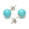 Sterling Silver Stud Earring, Ball Design, Polished, Rhodium Finish, 02.63.2697