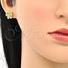 Oro Laminado Stud Earring, Gold Filled Style Butterfly Design, with White Cubic Zirconia, Polished, Golden Finish, 02.342.0059