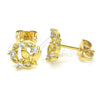 Oro Laminado Stud Earring, Gold Filled Style Butterfly Design, with White Cubic Zirconia, Polished, Golden Finish, 02.156.0376