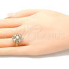 Oro Laminado Multi Stone Ring, Gold Filled Style Heart Design, with White Cubic Zirconia, Polished, Golden Finish, 01.221.0003.08 (Size 8)