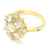 Oro Laminado Multi Stone Ring, Gold Filled Style Heart Design, with White Cubic Zirconia, Polished, Golden Finish, 01.221.0003.08 (Size 8)