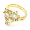 Oro Laminado Multi Stone Ring, Gold Filled Style with White Cubic Zirconia, Polished, Golden Finish, 01.221.0006.07 (Size 7)